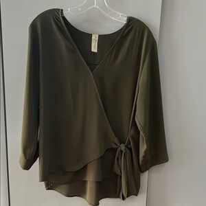 Allison Joy Olive Green Wrap Blouse